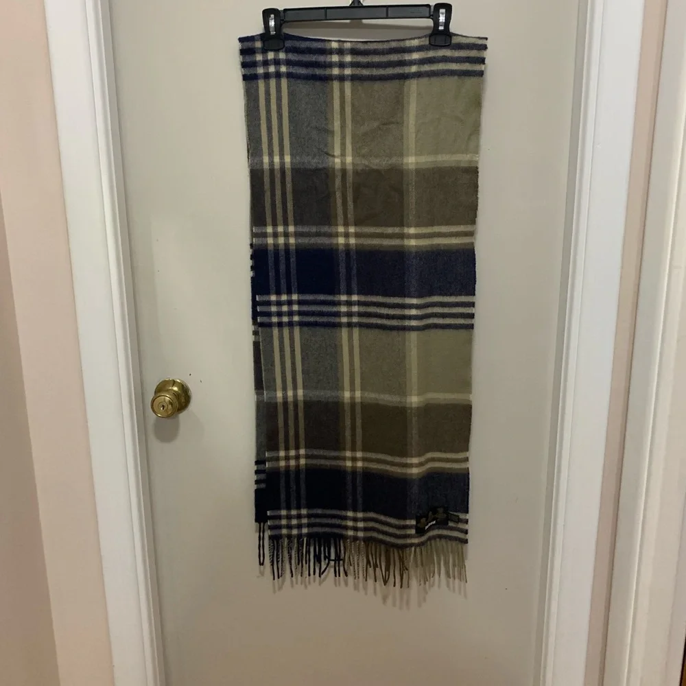 Barbour Cashmere Scarf Grey Midnight Tartan